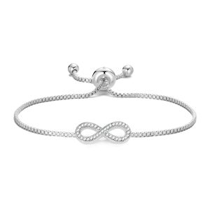 Silver Plated Infinity Friendship Bracelet Created with Zircondia® Crystals