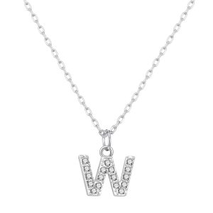 Pave Initial Necklace Letter W Created with Zircondia® Crystals