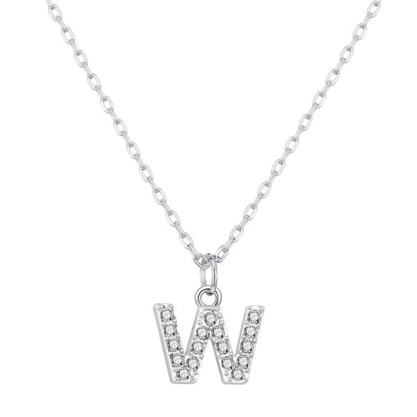 Pave Initial Necklace Letter W Created with Zircondia® Crystals