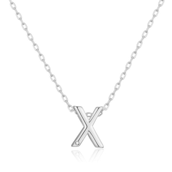 Initial Necklace Letter X Created with Zircondia® Crystals