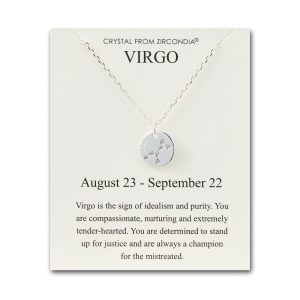 Virgo Zodiac Star Sign Disc Necklace Created with Zircondia® Crystals