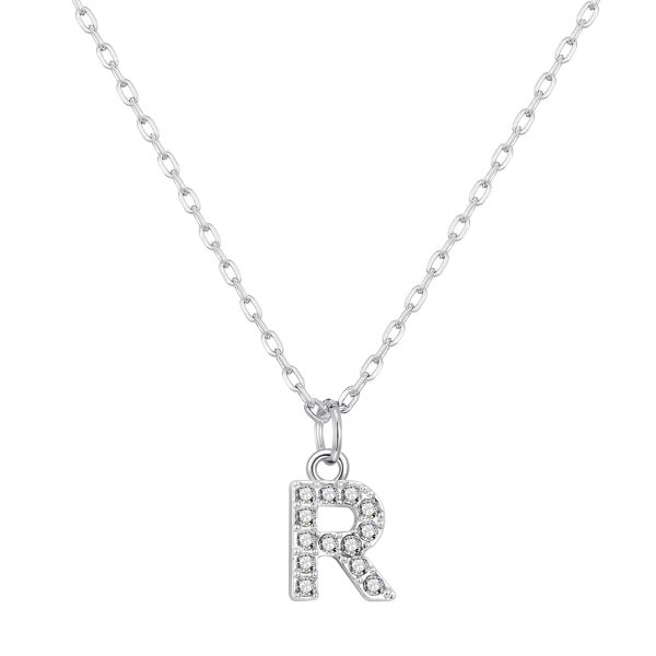 Pave Initial Necklace Letter R Created with Zircondia® Crystals