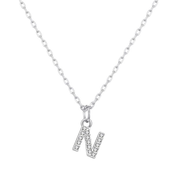 Pave Initial Necklace Letter N Created with Zircondia® Crystals