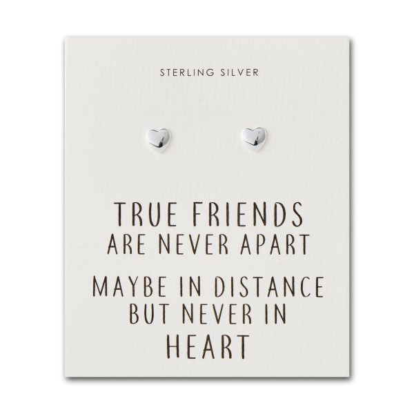 Sterling Silver Friendship Quote Heart Earrings