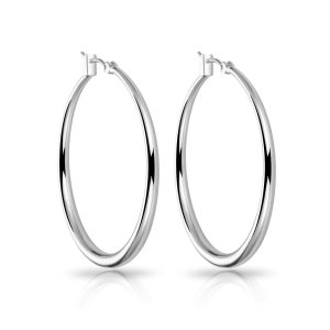 Silver Plated 40mm Hoop Earrings