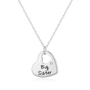 Big Sister Heart Necklace Created with Zircondia® Crystals