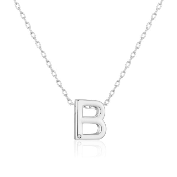 Initial Necklace Letter B Created with Zircondia® Crystals