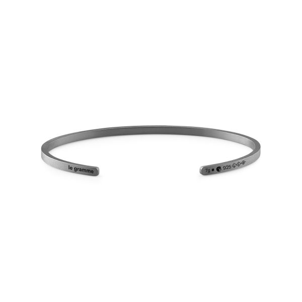 7g Brushed Black Sterling Silver Ribbon Bracelet