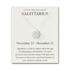 Sagittarius Zodiac Star Sign Disc Necklace Created with Zircondia® Crystals