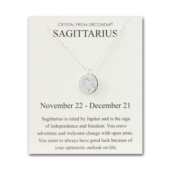 Sagittarius Zodiac Star Sign Disc Necklace Created with Zircondia® Crystals