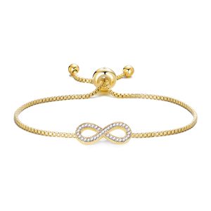 Gold Plated Infinity Friendship Bracelet Created with Zircondia® Crystals