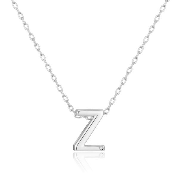 Initial Necklace Letter Z Created with Zircondia® Crystals