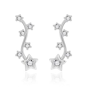 Silver Plated Star Climber Earrings Created with Zircondia® Crystals