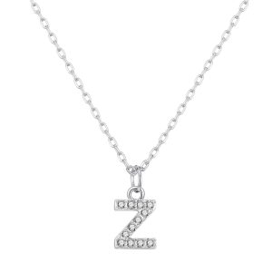 Pave Initial Necklace Letter Z Created with Zircondia® Crystals