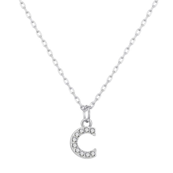 Pave Initial Necklace Letter C Created with Zircondia® Crystals