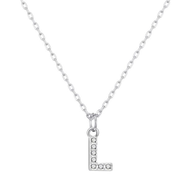 Pave Initial Necklace Letter L Created with Zircondia® Crystals