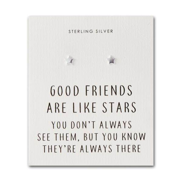 Sterling Silver Friendship Quote Star Earrings