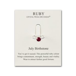 July (Ruby) Adjustable Birthstone Ring Created with Zircondia® Crystals