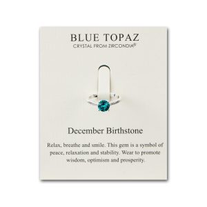 December (Blue Topaz) Adjustable Birthstone Ring Created with Zircondia® Crystals