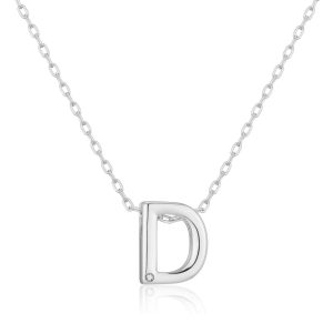 Initial Necklace Letter D Created with Zircondia® Crystals