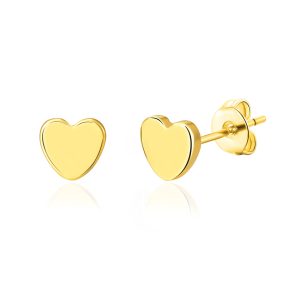 Gold Plated Heart Stud Earrings