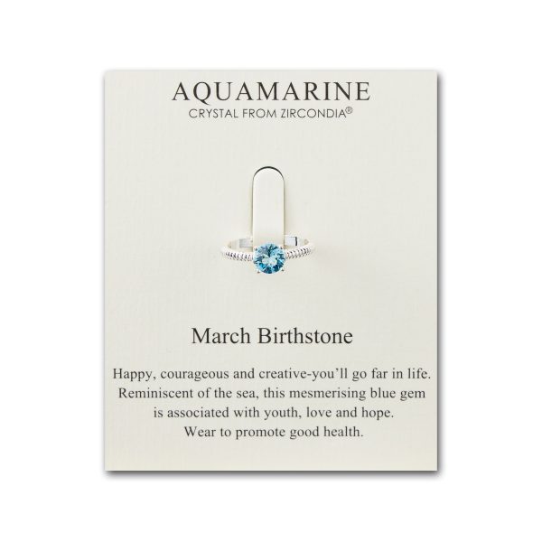 March (Aquamarine) Adjustable Birthstone Ring Created with Zircondia® Crystals