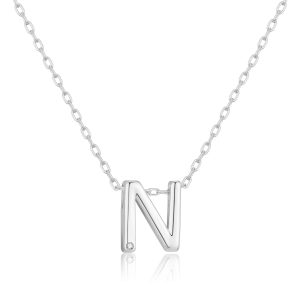 Initial Necklace Letter N Created with Zircondia® Crystals