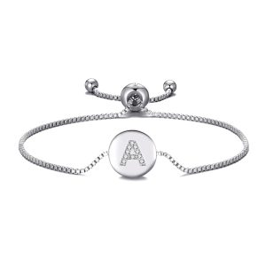 Initial Friendship Bracelet Letter A Created with Zircondia® Crystals