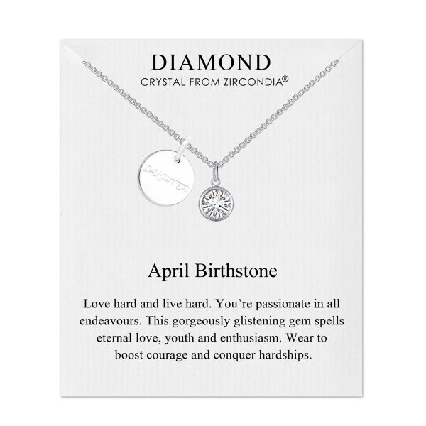 Birthstone Necklace with Daughter Charm Created with Zircondia® Crystals