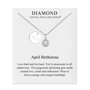 Birthstone Necklace with Mum Charm Created with Zircondia® Crystals