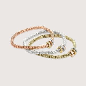 SET OF THREE MESH BRACELETS WITH THREE RONDELLES