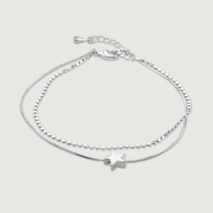 SILVER DOUBLE CHAIN STAR BRACELET