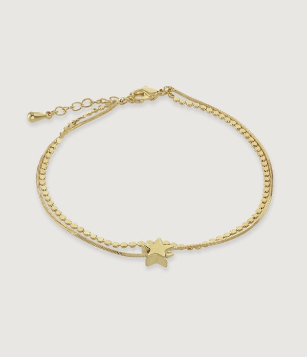 SILVER DOUBLE CHAIN STAR BRACELET