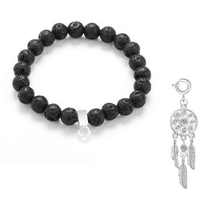 Dream Catcher Lava Rock Gemstone Charm Bracelet