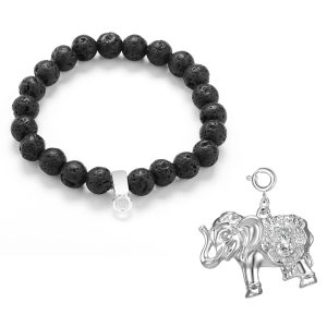 Elephant Lava Rock Gemstone Charm Bracelet