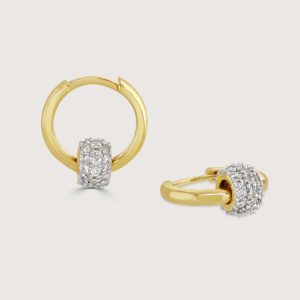 TWO-TONE PAVE BARREL HOOP EARRINGS