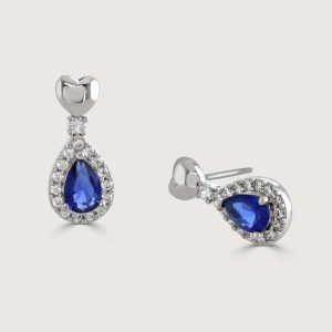 SAPPHIRE HEART PEAR-DROP EARRINGS