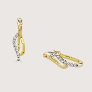 TWO-TONE PAVE AND POLISHED TIDE EARRINGS