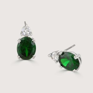 EMERALD OVAL DOUBLE DROP EARRINGS