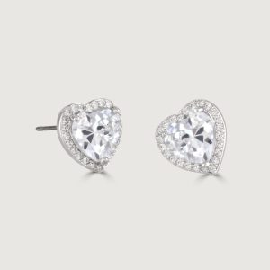 THE CARAT COLLECTION - CLEAR SPARKLE HEART EARRINGS