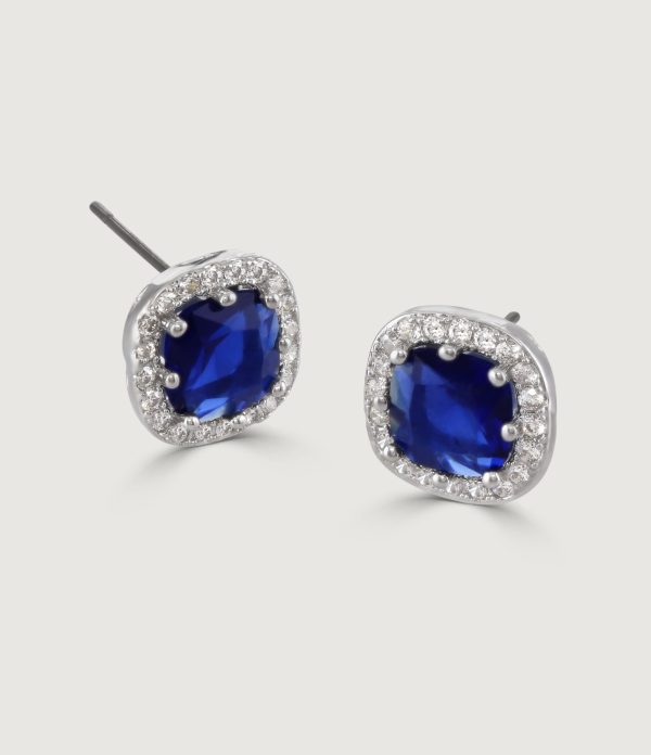 THE CARAT COLLECTION - SAPPHIRE CUSHION HALO STUD EARRINGS