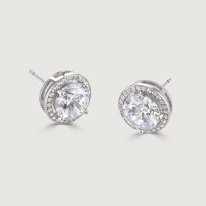 THE CARAT COLLECTION - CLEAR HALO SOLITAIRE EARRINGS