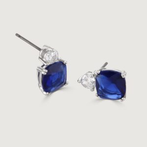 THE CARAT COLLECTION - SAPPHIRE CUSHION DOUBLE DROP EARRINGS