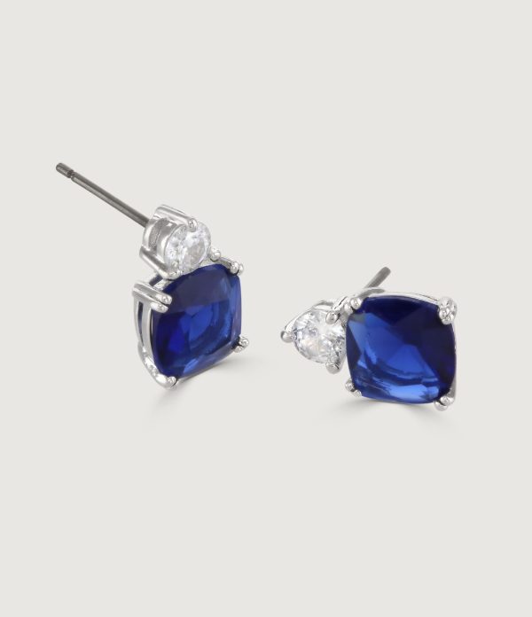 THE CARAT COLLECTION - SAPPHIRE CUSHION DOUBLE DROP EARRINGS