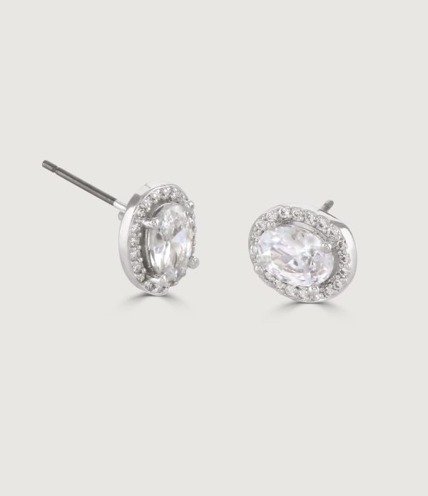 THE CARAT COLLECTION - CLEAR OVAL HALO EARRINGS