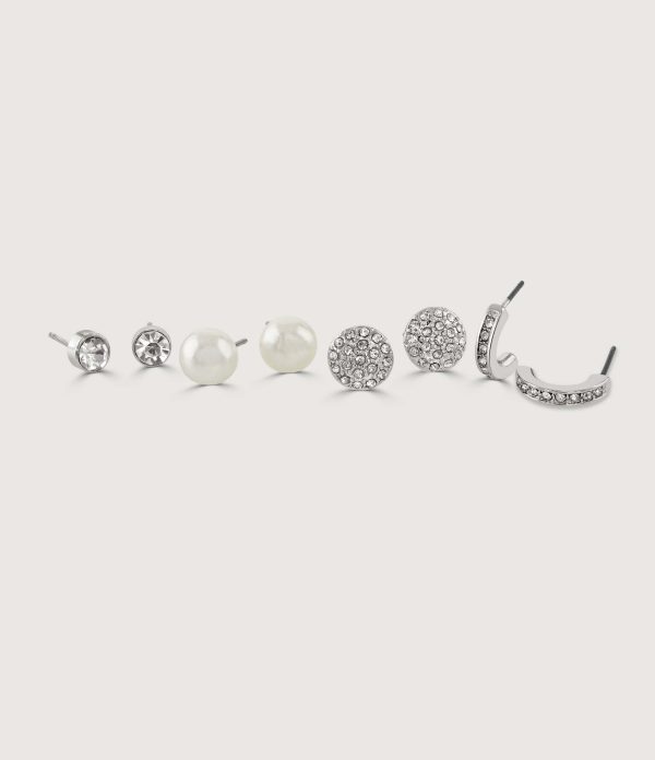 4PCS EARRING PACK - RHODIUM