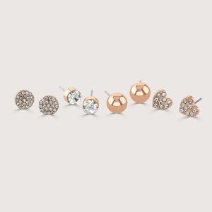 4PCS EARRING PACK - ROSE GOLD