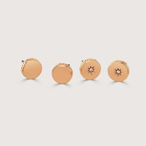 POLISHED SET OF TWO STUD EARRINGS