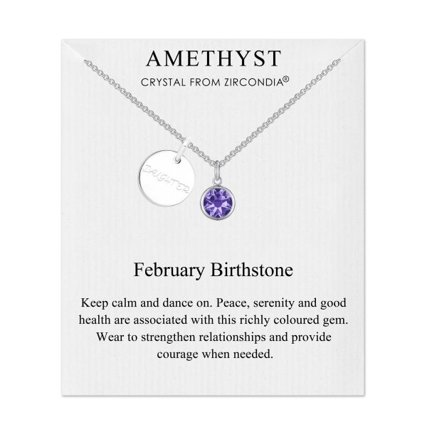 Birthstone Necklace with Daughter Charm Created with Zircondia® Crystals