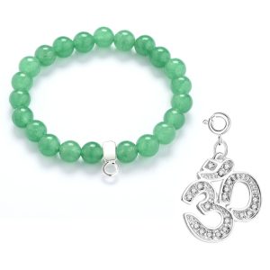 Om Green Aventurine Gemstone Charm Bracelet